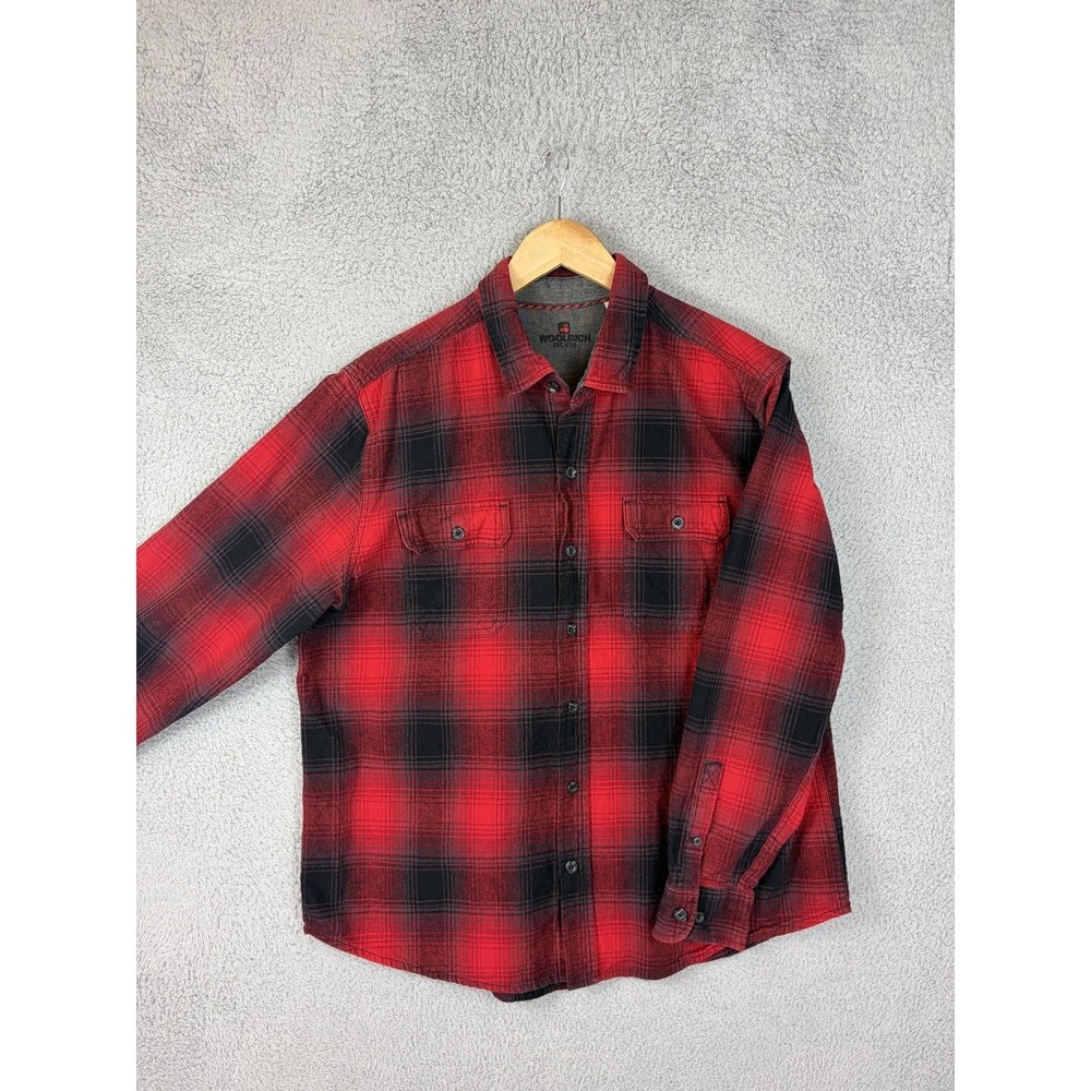 Woolrich Shirt Mens XL Red Plaid Flannel Long Sleeve Button Lumberjack Casual